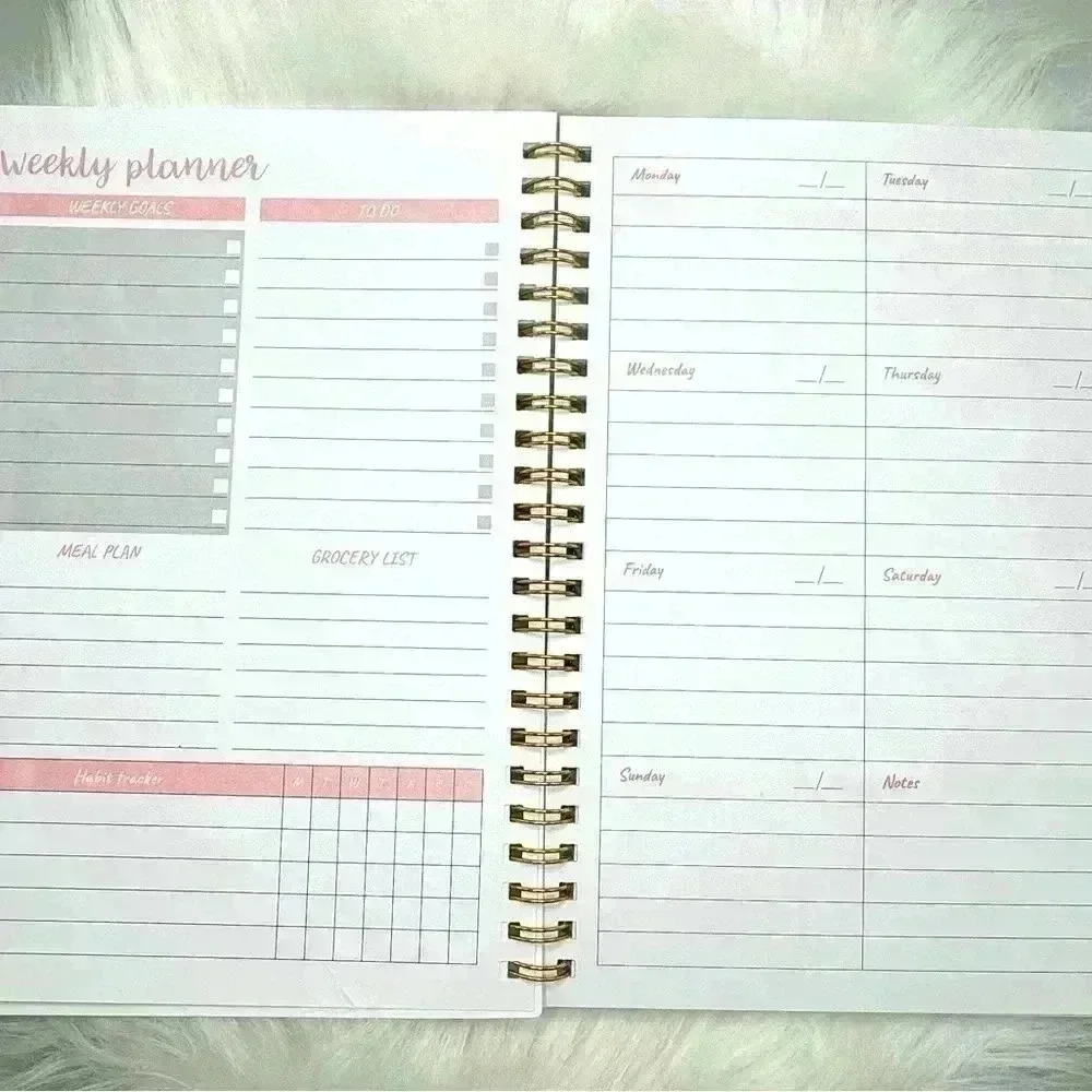 Weekly Planner and Pink Series Highlighter Pen Set Bundle